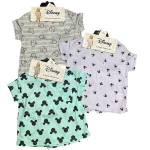 Disney Girl’s Pajamas Sleepwear 3 Sets Purple Teal Gray Sets Size 5 NWT